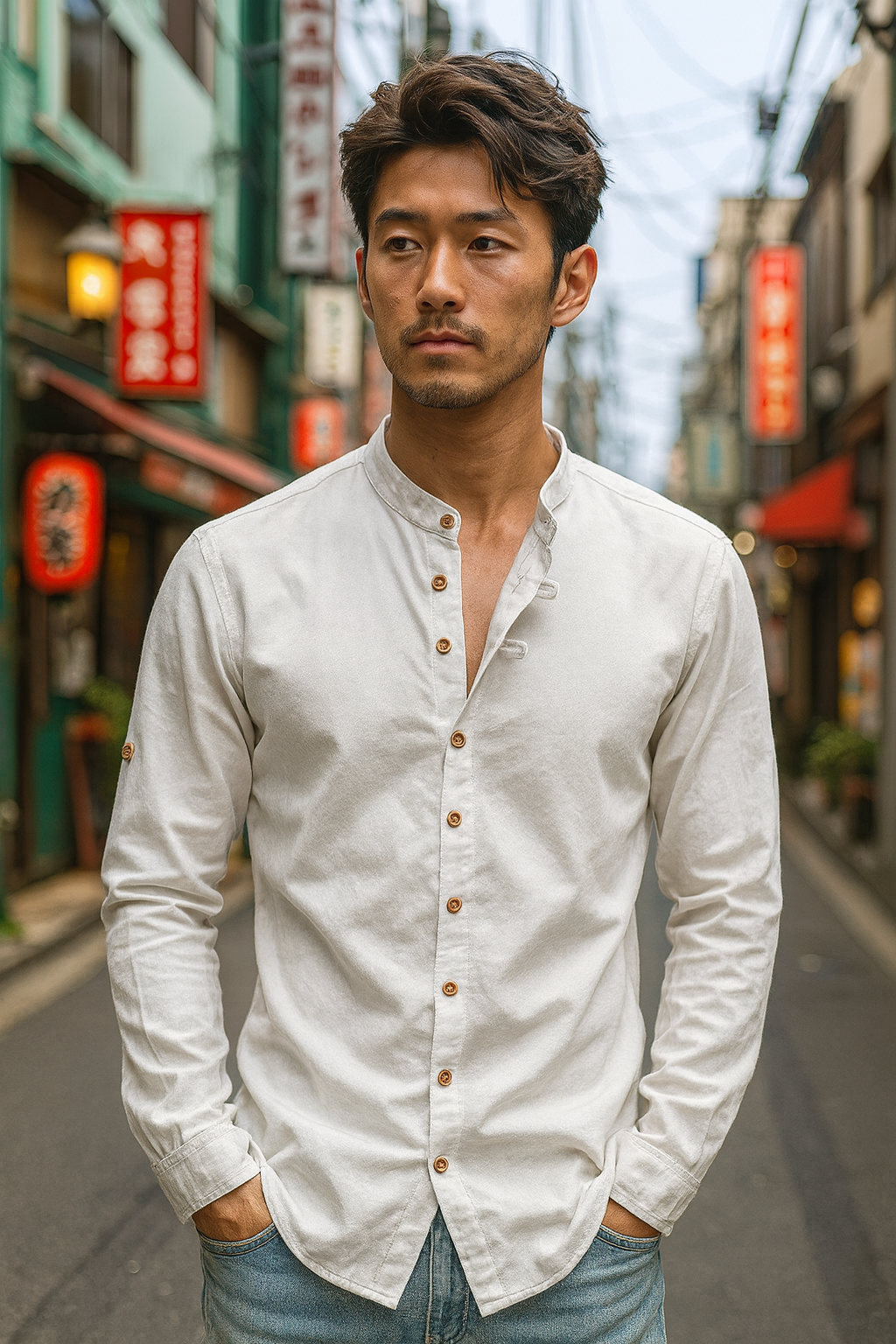 Herrenhemd im japanischen Katana-Stil – Perfekt für Samurai-Look
