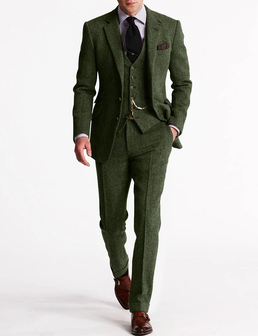 Herren Anzug Set: Eleganter Business Blazer, Weste und Hose, 3-teilig