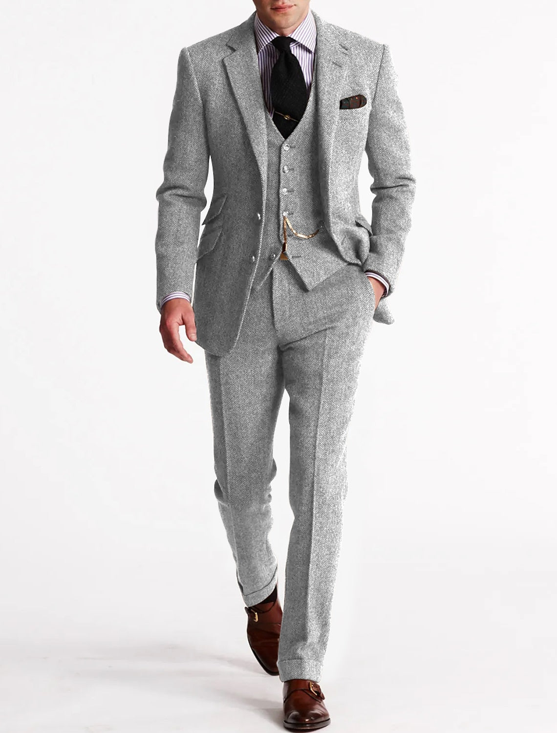 Herren Anzug Set: Eleganter Business Blazer, Weste und Hose, 3-teilig