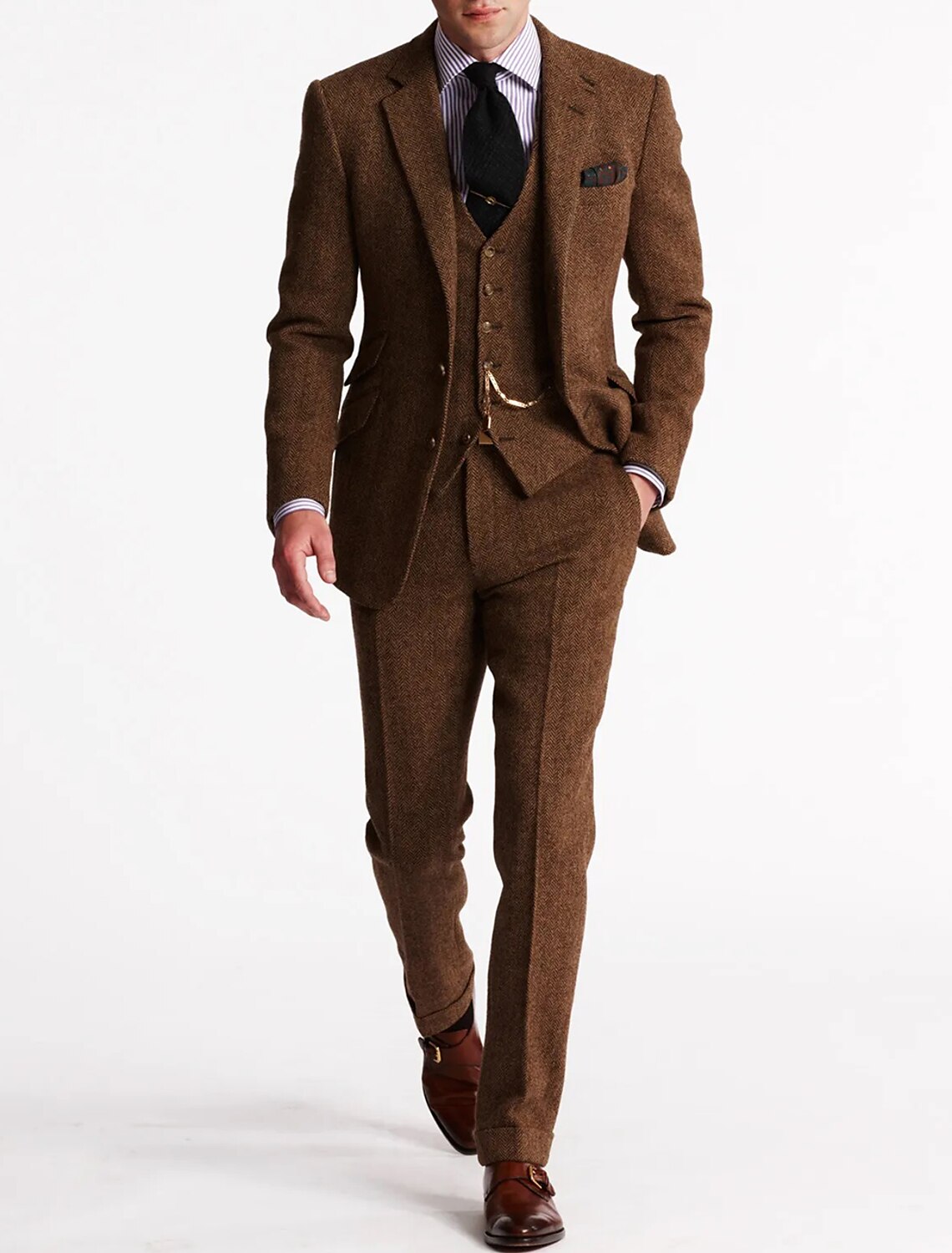 Herren Anzug Set: Eleganter Business Blazer, Weste und Hose, 3-teilig
