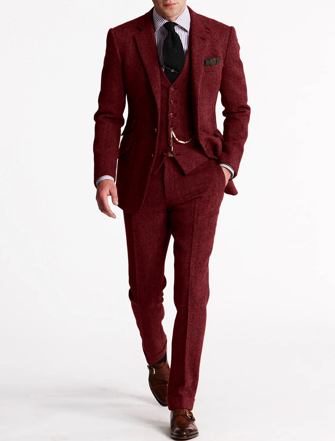 Herren Anzug Set: Eleganter Business Blazer, Weste und Hose, 3-teilig