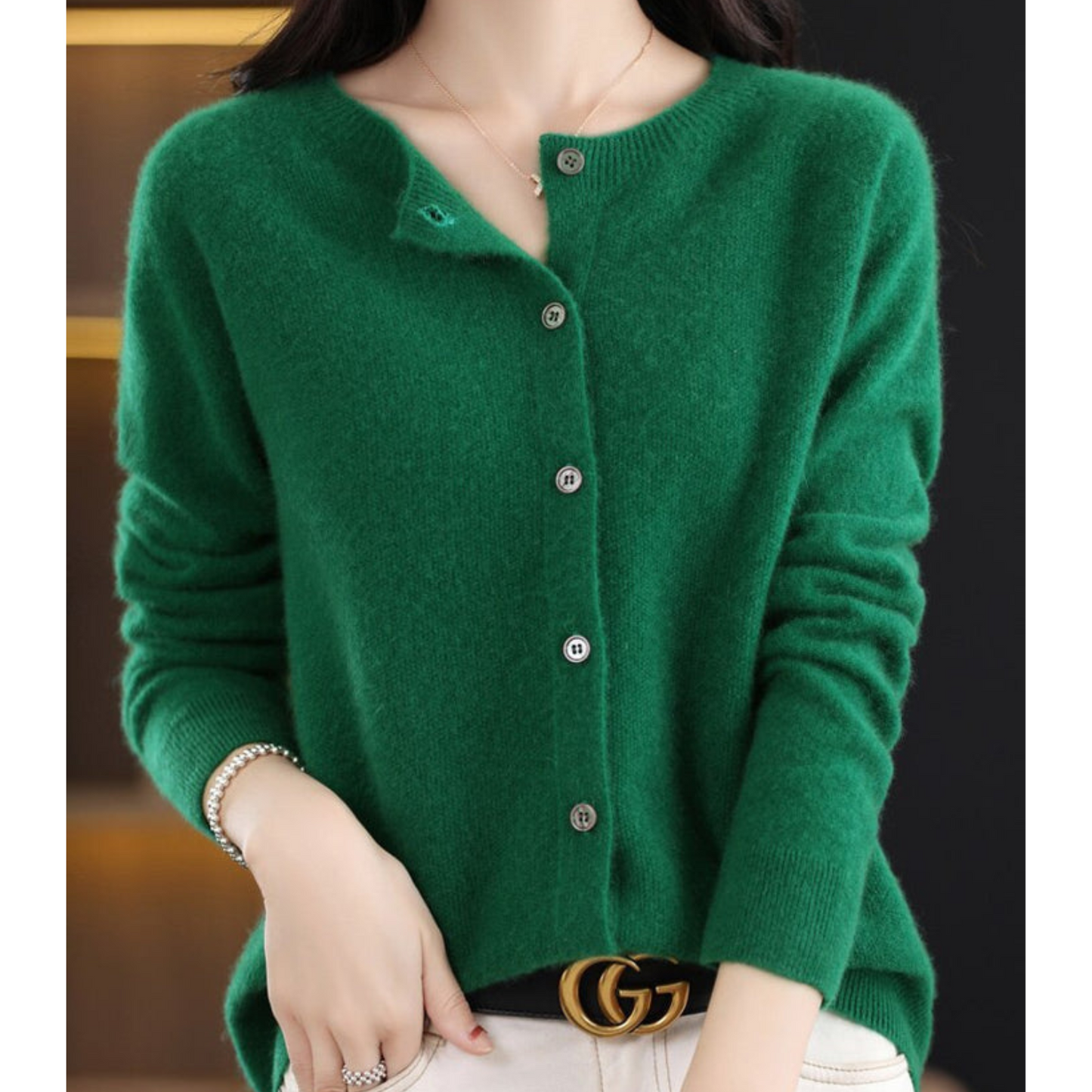 Damen Strickjacke aus reiner Merinowolle mit O-Ausschnitt – Pullover für optimalen Komfort