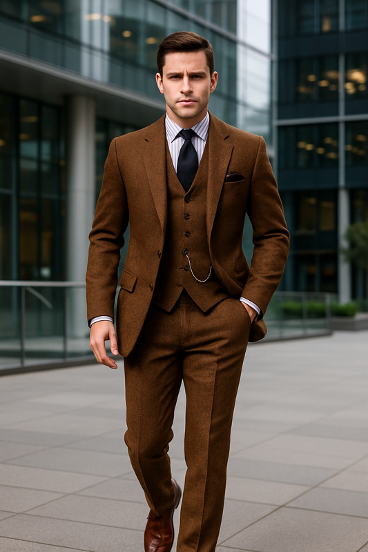 Herren Anzug Set: Eleganter Business Blazer, Weste und Hose, 3-teilig