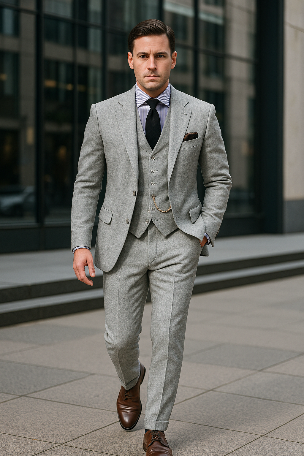 Herren Anzug Set: Eleganter Business Blazer, Weste und Hose, 3-teilig