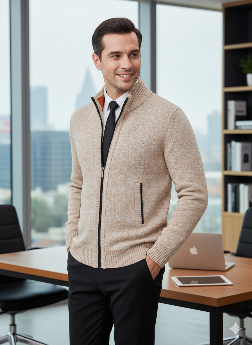 Trendiger Herren Strickpullover mit Reißverschluss - Modischer Männer Pullover für stilvolle Outfits
