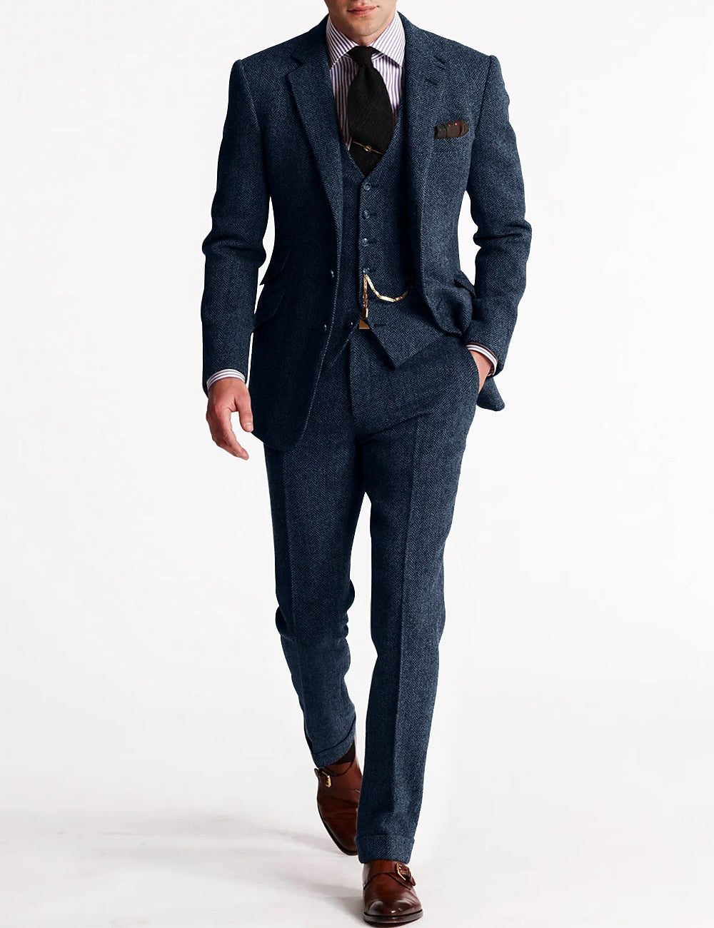 Herren Anzug Set: Eleganter Business Blazer, Weste und Hose, 3-teilig