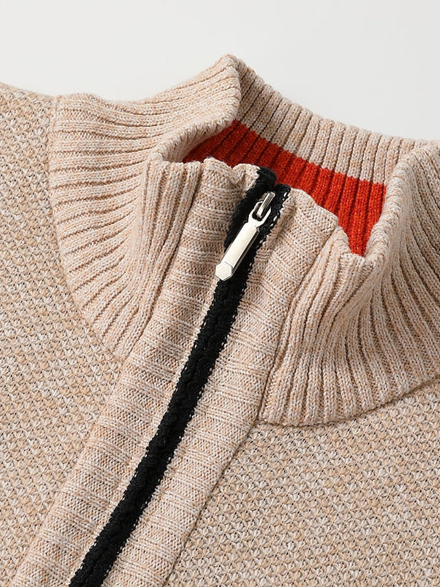 Trendiger Herren Strickpullover mit Reißverschluss - Modischer Männer Pullover für stilvolle Outfits