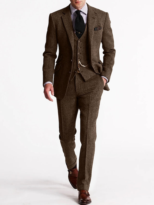Herren Anzug Set: Eleganter Business Blazer, Weste und Hose, 3-teilig